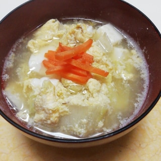豆腐と白菜の卵とじ麦味噌汁